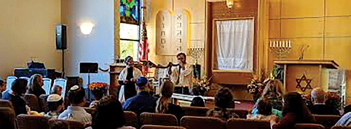Temple Sinai during a high holiday service for Rosh Hashanah